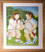 Beryl Cook (1926-2008) 'Tennis Players', signed limited edition print 218/300, framed and glazed,