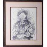 Robert Lenkiewicz (1941-2002), 'Diogenes' pencil sketch, signed, 34cm x 26cm, framed and glazed.