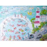 Sean Hayden (current West Cornwall artist), oil on canvas 'Day On The Hoe, Plymouth', 76cm x