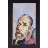 Robert Lenkiewicz (1941-2002), 'The Bishop' watercolour, signed, 16cm x 9cm, unframed. The vagrant