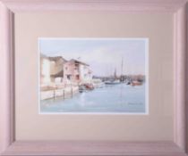 Michael D Hill, 'Sutton Harbour' signed watercolour, 24cm x 33cm, titled to verso, framed and