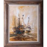 Ben Maile (1922-2017) 'Awaiting The Tide' oil on canvas, signed, 49cm x 38cm, framed.