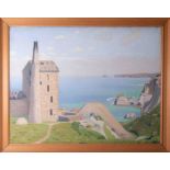 Robert Morson Hughes (1873-1953) 'Cliffs At Botallack' signed oil on canvas, 60cm x 81cm, framed.