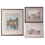 T.H. Victor, three watercolours including 'Abbey Steps, Penzance', (Marazion), 23cm x 38cm (3).