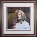Robert Lenkiewicz (1941-2002), 'Self Portrait Holding Rose', signed limited edition print
