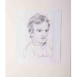 Robert Lenkiewicz (1941-2002) early pencil portrait of a young man, signed, 37cm x 37cm, mounted