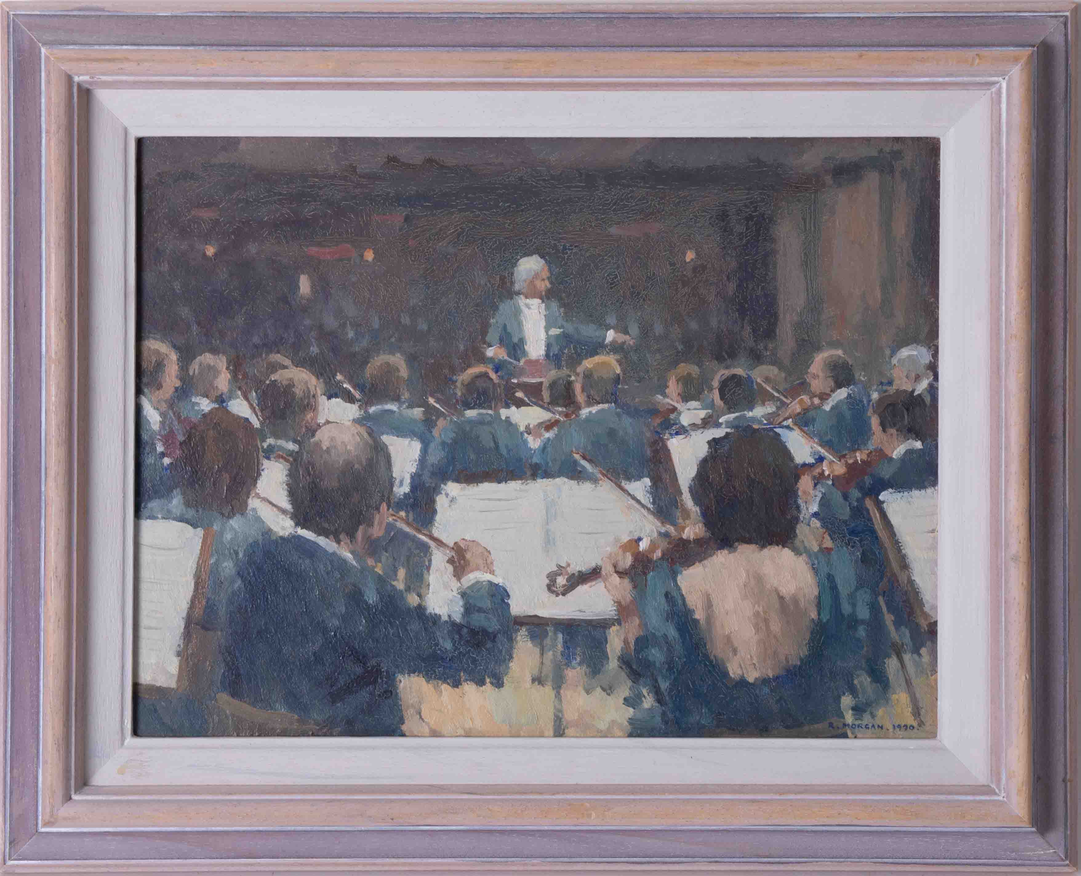 Ronald Morgan (b1936) oil on board, 'The Quartet', signed, 20cm x 24cm, 1990 framed and another - Image 2 of 3
