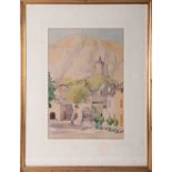 Eleanor Hughes (1882-1959), watercolour, signed, 'Continental Courtyard', 35cm x 24cm, framed and