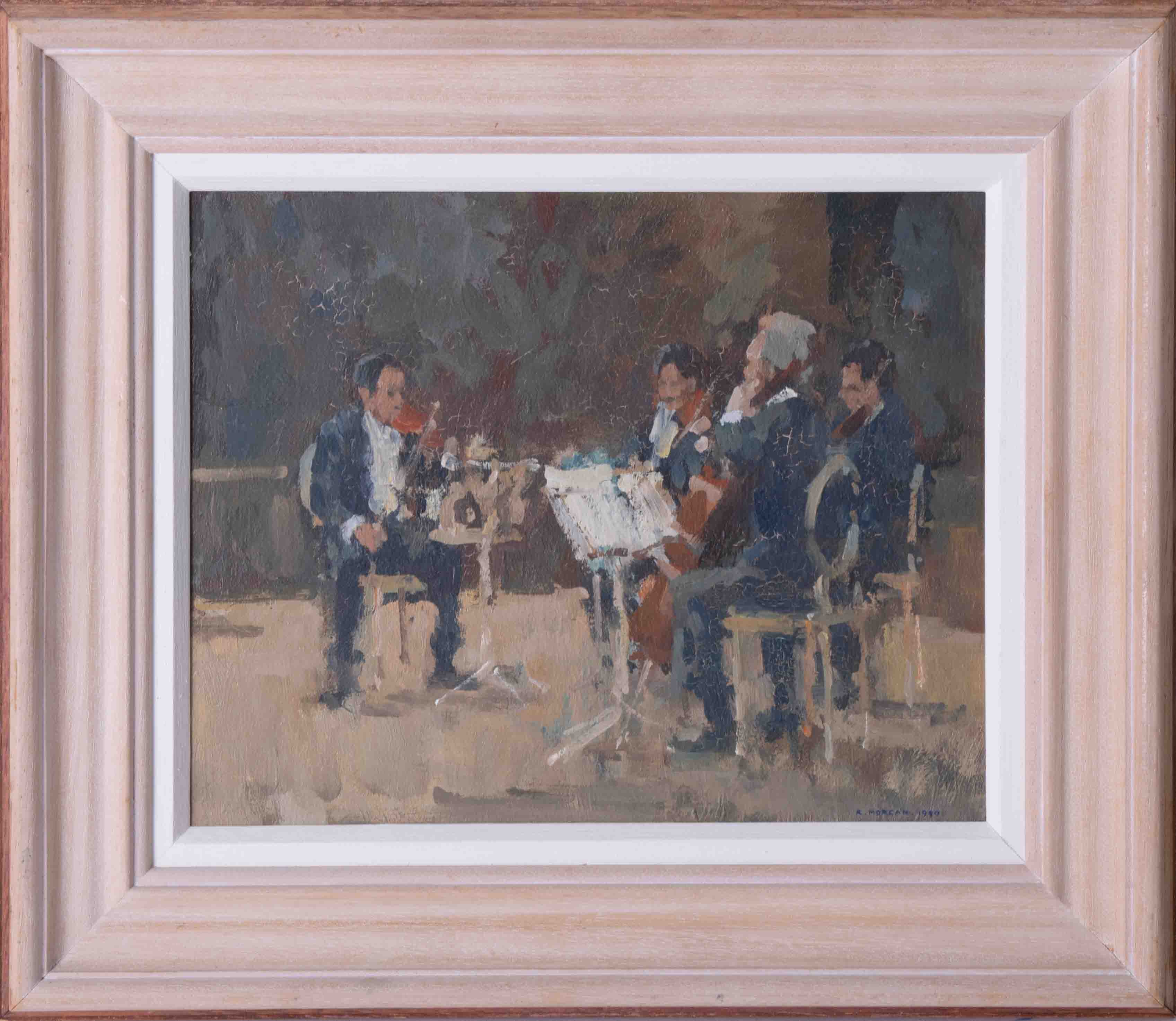 Ronald Morgan (b1936) oil on board, 'The Quartet', signed, 20cm x 24cm, 1990 framed and another - Image 3 of 3