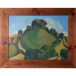 Jo March, 'Sheep On A Hill' signed oil on canvas, 44cm x 59cm, framed.
