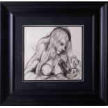 Robert Lenkiewicz (1941-2002), pencil sketch 'Mouse Feeding Wolfe', 23cm x 25cm, framed and glazed.