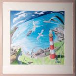 Francis Farmer, 'Plymouth Hoe' watercolour, 50cm x 50cm, signed, framed and glazed.