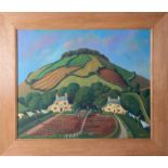 Jo March, 'Two Cottages' signed oil on canvas, 44cm x 34cm, framed. Artist Jo March was born in