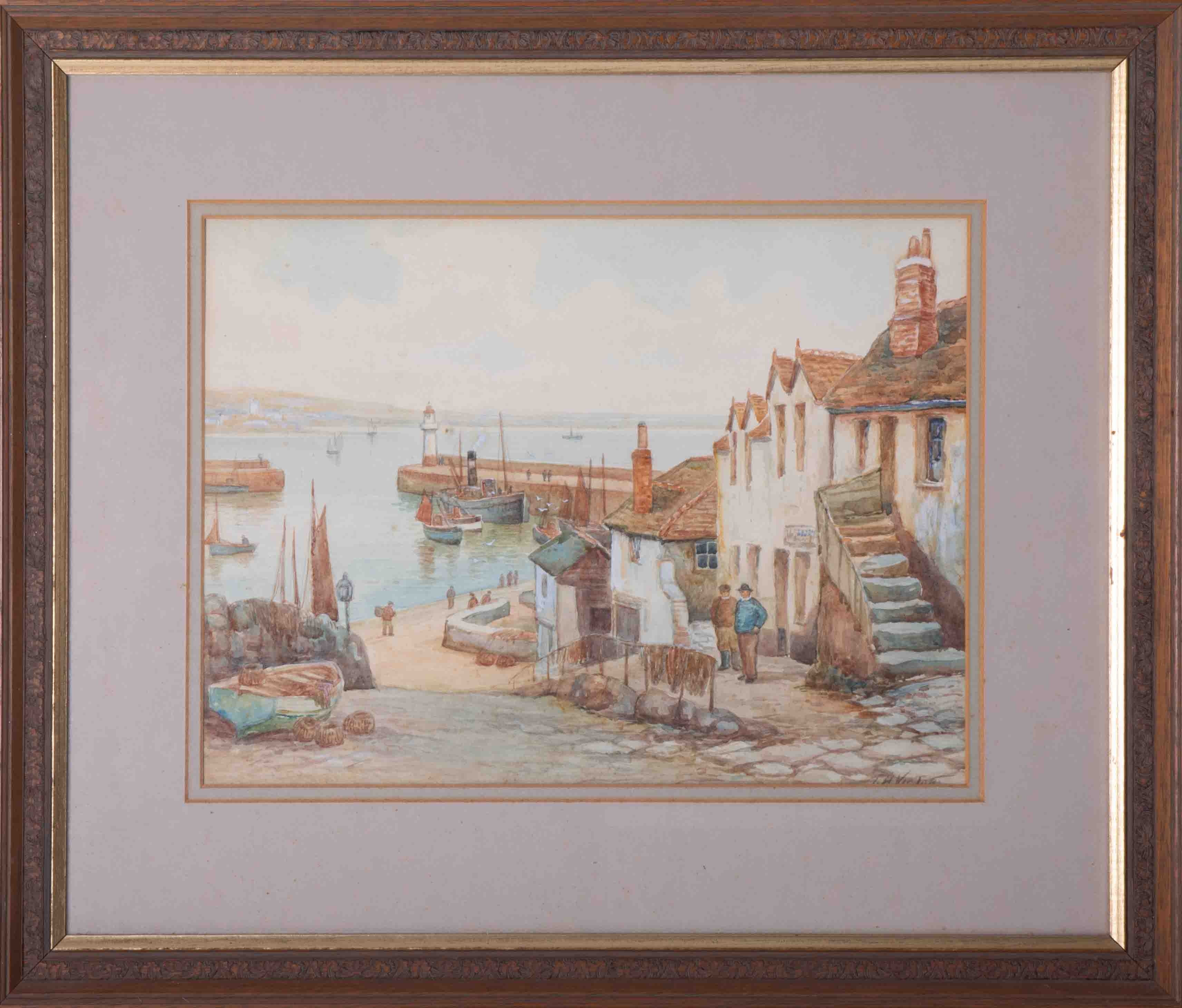 T.H. Victor, three watercolours including 'Abbey Steps, Penzance', (Marazion), 23cm x 38cm (3). - Image 3 of 4