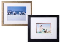 Jack Vetriano, two small open prints, both framed and glazed.