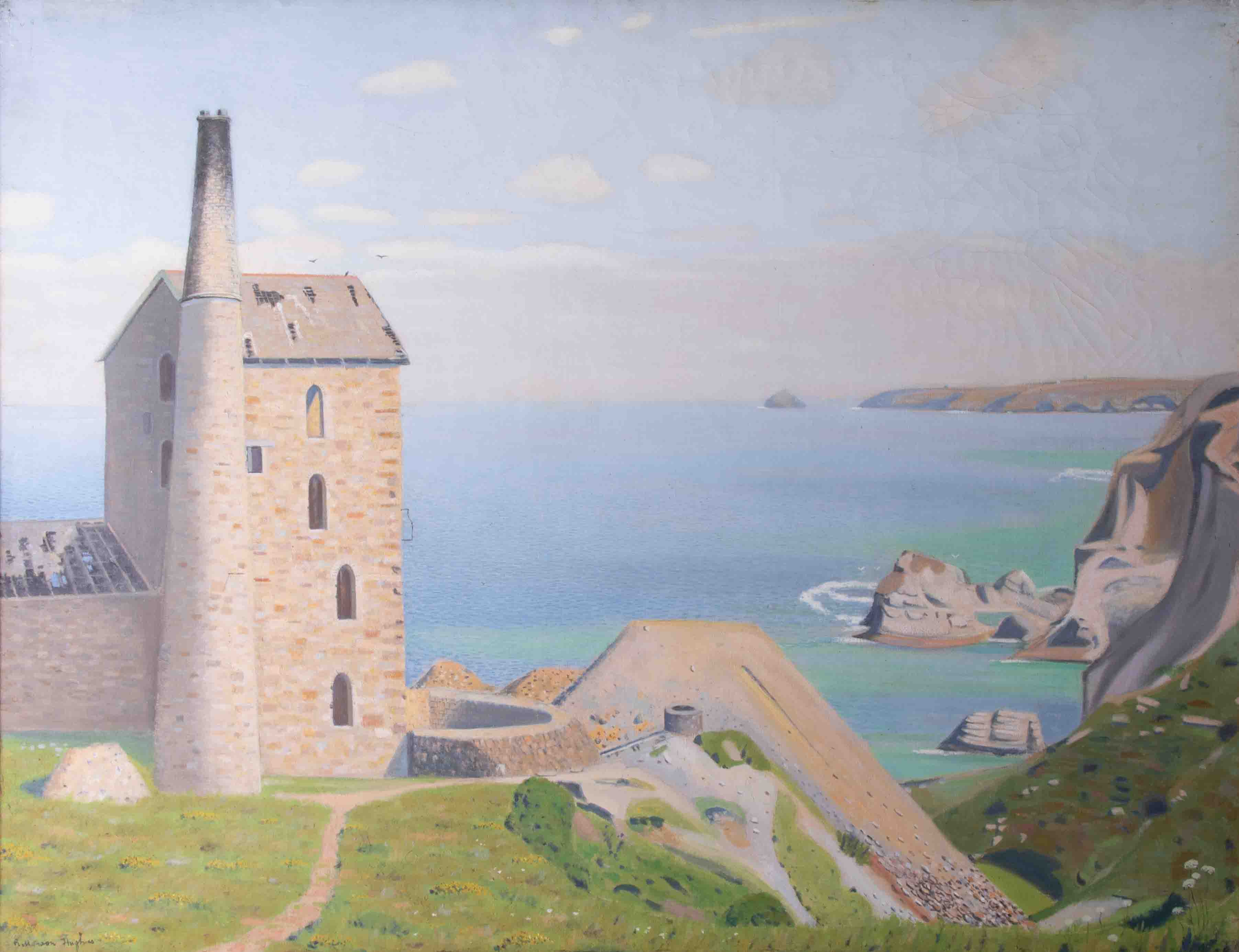 Robert Morson Hughes (1873-1953) 'Cliffs At Botallack' signed oil on canvas, 60cm x 81cm, framed. - Image 2 of 2