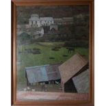 Thomas Maidment (1871-1952), 'Cornish Barns' signed oil on canvas, 86cm x 65cm, framed.