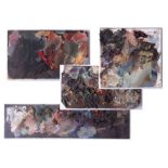 Robert Lenkiewicz (1941-2002) four artist palettes, unframed, Provenance, from a private studio that