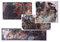 Robert Lenkiewicz (1941-2002) four artist palettes, unframed, Provenance, from a private studio that