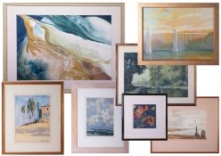 Seven various paintings including C Rumpkin, Jane Witheridge, Robert Jones 1999 seascape, Sidney