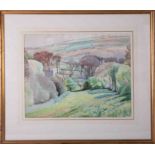 Eleanor Hughes (1882-1959) watercolour with studio seal, EH, framed and glazed, 34cm x 43cm.