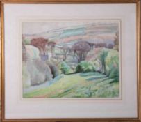 Eleanor Hughes (1882-1959) watercolour with studio seal, EH, framed and glazed, 34cm x 43cm.