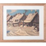 A.Y.Jackson, 'Houses, St.Urbain', giclee print, framed and glazed, 19cm x 23cm, was a Canadian