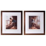 Douglas Hoffman, a pair of signed edition prints, each 74/295, 'Ballerinas', 38cm x 32cm, framed and