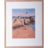 Michael D Hill, 'Mayflower Steps, Plymouth' signed watercolour, 37cm x 29cm, titled to verso, framed