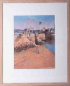 Michael D Hill, 'Mayflower Steps, Plymouth' signed watercolour, 37cm x 29cm, titled to verso, framed