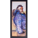 Robert Lenkiewicz (1941-2002) 'Man In Blue Jacket' watercolour, signed, 32cm x 12cm, unframed,