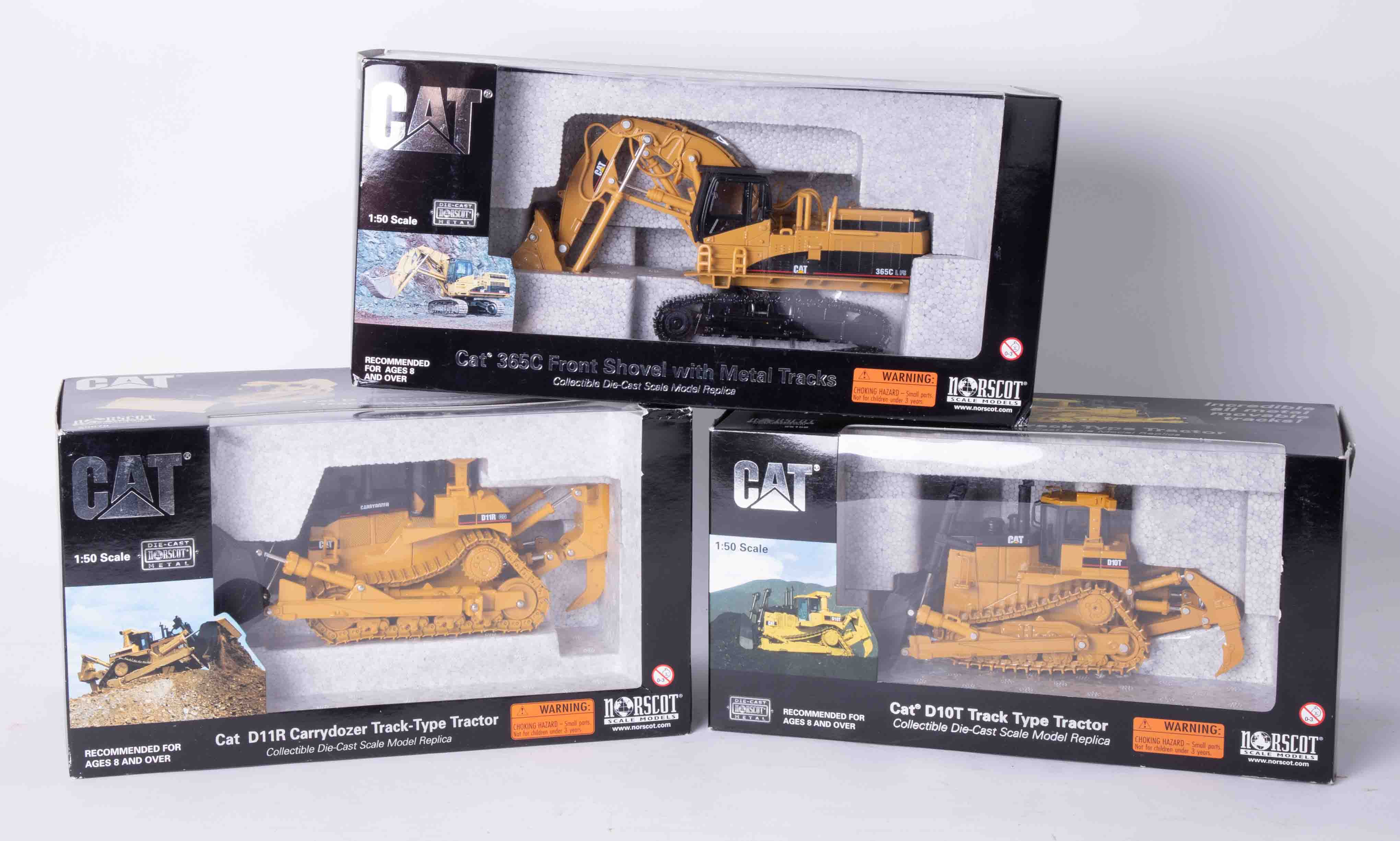 CAT D11R Carry dozer Track-Type Tractor 1:50 scale, CAT D10T Track-Type Tractor 1:50 scale, CAT 365C