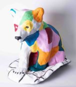 A 'patchwork' Bear, height 67cm, fibreglass. This bear is being sold on behalf of Plymouth
