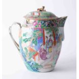 A 19th Century Chinese export porcelain Canton coffee pot , height 28cm.