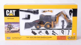 CAT 432E Side Shift Backhoe Loader 1:50 scale, boxed.