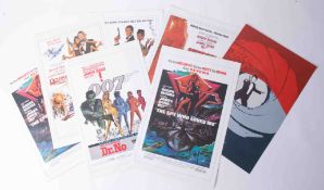 James Bond Poster, Seven Vintage genuine original 1987 Eon posters, 11cm x 17cm, various Bond