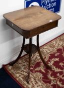 A 19th Century mahogany work table, height 71cm, width 50cm.