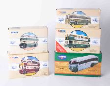 Corgi Classics, four boxed buses and another (5).