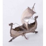 A Continental silver Viking ship model with the registration number 8305, approx. 3.36oz.
