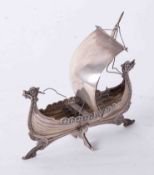 A Continental silver Viking ship model with the registration number 8305, approx. 3.36oz.