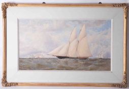 Early 20th century watercolour, 'Sailing Ship on Choppy Seas', not signed, 36cm x 66cm, framed and