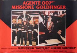 James Bond Poster, Two Italian posters 'Goldfinger' Fotobusta Originale 19cm x27cm and 'Live And Let