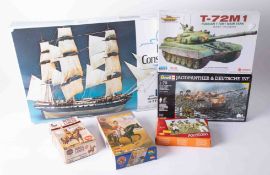 Collection of model kits incl Revell, Tamiya, Hat, Imex, Airfix, Zhengdefu (list available),