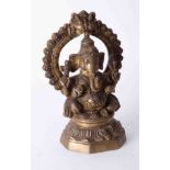 A bronze sculpture of the Hindu God Ganesh, height 18cm.