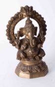 A bronze sculpture of the Hindu God Ganesh, height 18cm.