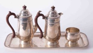 A four piece George V silver coffee/tea part service, circa 1937, Birmingham, maker B.B.S.