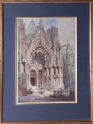 Edwin Dolby, watercolour, Gisors, Normandy, signed and titled, 44cm x 30cm, framed and glazed.