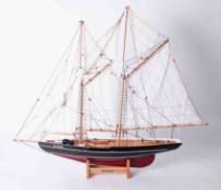 A model of a Racing Yacht 'Blue Nose'.