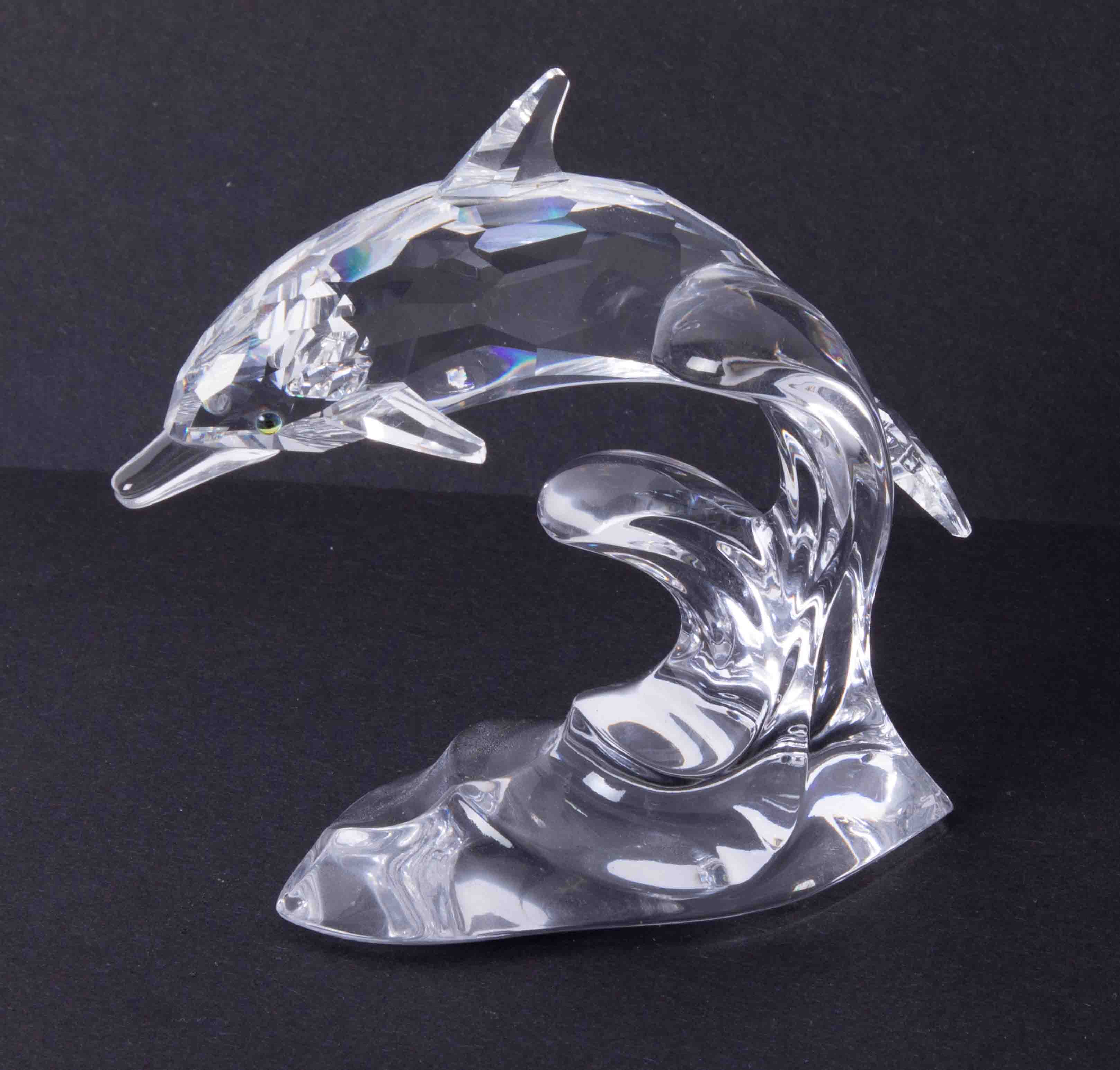 Swarovski Crystal Glass, 'Dolphin On A Wave', boxed.
