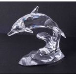 Swarovski Crystal Glass, 'Dolphin On A Wave', boxed.